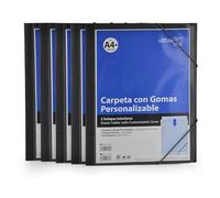 Lot de 5 chemises de présentation avec fermeture à élastiques et couverture personnalisable - Format A4 jusqu'à 100 feuilles - Matériau opaque très rigide avec élastiques - 100 % recyclable par Office