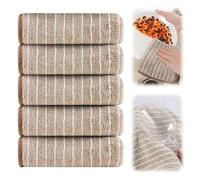 Lot de 5 chiffons de cuisine absorbants en velours corail épais à suspendre pour cuisine, vaisselle et nettoyage réutilisables (kaki, 25 x 25 cm)