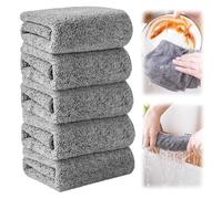 Lot de 5 chiffons de nettoyage en microfibre au charbon de bambou ; torchon à vaisselle ; chiffon à récurer ; chiffon de cuisine ; chiffon de nettoyage pour enlever la poussière ; chiffon de nettoyage