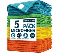 Lot de 5 Chiffons de Nettoyage en Microfibre, Serviettes absorbantes Multi-usages pour Cuisine, Salle de Bain, Verre et Meubles, sans Traces et Non Pelucheux (Couleurs Assorties)