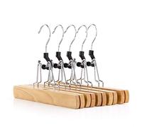 Lot de 5 cintres avec support en bois et doublure en feutre rouge - Pour pantalon de 25 cm - Par Hangerworld