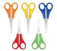 Lot de 5 Ciseaux Scolaire 13 cm, Ambidextres, Bouts Ronds, 5 Couleurs