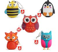[Lot de 5] Clé USB 16GB U-Disk Mémoire Externe Ordinateur Silicone Animaux Mignons pour Enfants Etudiants Cadeau de Fin d'études (Animaux¿16GB*5pcs)