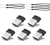 Lot de 5 Clé USB 32 Go 2.0 Ultra Mini,Clé USB 32 Go Mini Stockage Externe Flash Drive à Haute Vitesse pour PC/TV/Autoradio (Noir,5 Pcs,Lanière)