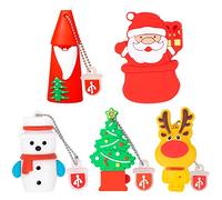(Lot de 5) Clé USB 32 Go Style de Noël Cadeaux de Nouvel an Cadeau de Noël, BorlterClamp USB 2.0 Flash Drive Père Noël Bonhomme de Neige Arbre de Noël Styles Mémoire Stick Clef USB Pen Drive