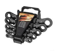 Lot de 5 clés à cliquet, 6-21 mm, double tête, réversibilité à une touche, finition résistante à la rouille, outil de réparation de voiture