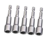 Lot de 5 clés à douille 8 mm avec aimant - Pour tige hexagonale 1/4" - Rainure de changement rapide pour perceuse-visseuse