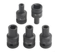 Lot de 5 clés à douille carrées en acier au chrome vanadium pour clé à cliquet électrique de 6 à 14 mm, noir