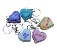 Lot de 5 clés anti-stress en forme de cœurs de conversation, porte-clés et étiquette de sac, avec phrases classiques et impertinentes, multicolore (10 pièces)