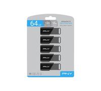 Lot de 5 clés USB PNY Attaché X 64 Go USB 3.2 jusqu'à 130 Mo/s Noir