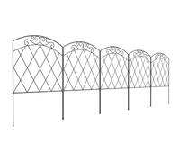 Lot De 5 Clôtures De Jardin Décoratives Avec Ornements Métal Noir