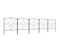 Lot De 5 Clôtures De Jardin Décoratives En Métal Avec Ornements - Dim. Totales 305l X 62h Cm - Noir