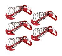 Lot de 5 Clous de Tente en Arête de Poisson, Grandes Planches de Terrasse, Piquets de Fixation de Tente de Camping avec Boucle à Ressort, Chevilles d'ancrage Réglables pour Corde à Vent (Rouge)