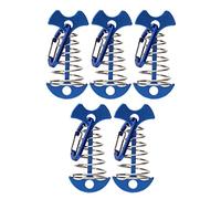 Lot de 5 Clous de Tente en Arête de Poisson, Grandes Planches de Terrasse, Piquets de Fixation de Tente de Camping avec Boucle à Ressort, Chevilles d'ancrage Réglables pour Corde à Vent (Bleu)