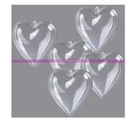 Lot de 5 Coeurs en plastique cristal transparent séparable, 8 cm, Contenant alimentaire