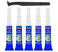 Lot de 5 colles coraux pour aquarium - Sans danger pour les poissons - Avec pince à épiler - Séchage rapide - Colle récif pour plantes, mousse, corail, pierre, bois (5)