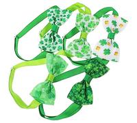 Lot de 5 colliers à nœud papillon pour chien et chat Motif trèfle de la Saint-Patrick