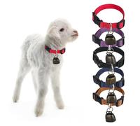 Lot de 5 colliers de chèvre avec cloches en nylon pour petits animaux de ferme, chèvres, moutons et vaches, avec collier anti-perte