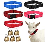 Lot de 5 colliers de chèvre avec clochettes : colliers de chèvre réglables WIYETY vintage mini cloche de chèvre clochette de chèvre anti-perte, collier de chèvre avec cloches pour petits animaux de