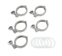 Lot de 5 colliers de serrage à broche unique de 5,1 cm en acier inoxydable 304 avec joints en silicone pour raccords de tuyaux de brasserie alimentaire