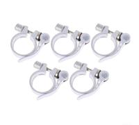 Lot de 5 colliers de serrage à dégagement rapide en alliage d'aluminium pour tige de selle de vélo de 25,4 mm, 28,6 mm, 31,8 mm, 34,9 mm (argent-34,9)