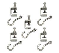Lot de 5 colliers de serrage en acier inoxydable - Pinces en C - Pinces à vis carrées - Livré avec des crochets en acier inoxydable qui peuvent supporter 45,4 kg de gravité statique