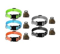 Lot de 5 colliers pour chèvre avec clochette, colliers réglables avec boucle à dégagement rapide en nylon durable anti-perte pour petits animaux de ferme, moutons, vaches, chèvres (réfléchissant)