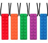Lot de 5 colliers sensoriels à mâcher colorés pour enfants sensoriels, jouets à mâcher en silicone parfaitement texturé pour TDAH, autisme, morsure, besoins, moteur bucco-dentaire, sans BPA
