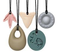 Lot de 5 colliers sensoriels à mâcher pour enfants atteints d'autisme - Colliers à mâcher pour garçons et filles - Jouets à mâcher en silicone pour enfants et adultes - Réduit les morsures et les