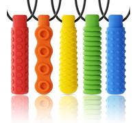 Lot de 5 colliers sensoriels à mâcher pour enfants atteints d'autisme, de TDAH, SPD, anxiété de morsure, besoins spéciaux, moteur oral de dentition en silicone de qualité alimentaire pour garçons