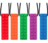 Lot de 5 colliers sensoriels à mâcher pour enfants avec dentition, TDAH, autisme, besoins de morsure, anneau de dentition moteur oral, collier en silicone de qualité alimentaire, pour garçons et