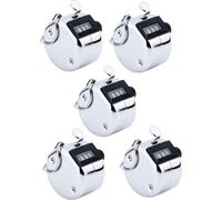 lot de 5 compteurs manuels mécaniques Counter Klicker en métal Podomètre avec boucle métallique Lot de 5 compteurs de quantité mécaniques pour inventaire Compteur de pièces [4 chiffres] Compteur manue