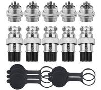 Lot de 5 connecteurs d'aviation GX16 à 3 broches - Filetage de 16 mm - Connecteur de câble en métal - 5 A - Mâle - Femelle - Avec capuchon en caoutchouc