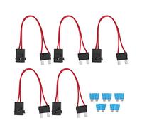 Lot de 5 Connecteurs de Porte-Fusibles de Voiture PC Heavy Duty Wire Extension Mini Mini Connecteur de Porte-Fusibles pour VéHicule ATM 20 A 16 AWG avec 5 Fusibles Longueur de Ligne 230 Mm (LCA L
