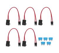 Lot de 5 Connecteurs de Porte-Fusibles de Voiture PC Heavy Duty Wire Extension Mini Mini Connecteur de Porte-Fusibles pour VéHicule ATM 20 A 16 AWG avec 5 Fusibles Longueur de Ligne 230 Mm (ACT M