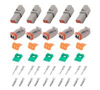 Lot de 5 connecteurs DT étanches pour voiture 2 broches DT06-2S/DT04-2P 18-22AWG DT - Connecteur de câble électrique pour voiture, moto, camion, scooter, bateau, moto