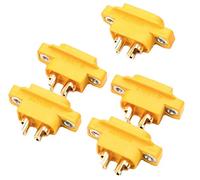 Lot de 5 connecteurs encastrables Amass Premium XT60 XT60E XT60E-M - Pour drone - Fiche dorée - 2 broches - Inversion polarité - Batterie Lipo 60 A