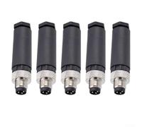 Lot de 5 connecteurs M8 mâles aéronautiques 3-4 broches IP67 étanches à code A Type de vis pour capteur industriel CCTV Encodeur Automation PA66 Boîtier noir (3 cœurs)