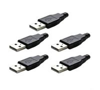 Lot de 5 connecteurs USB de type A mâle 4 broches en métal pour assemblage de câble à souder et projets d'alimentation de platine d'expérimentation Noir