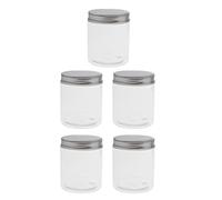 Lot de 5 contenants cosmétiques vides en plastique PET de 250 ml avec couvercles à vis en aluminium, for crème, lotion, pommade, bouteille alimentaire, pot de maquillage