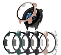 Lot de 5 coques avec protecteur d'écran en verre trempé compatible avec Garmin Forerunner 955/955 Solar, protection complète contre les chocs et protection complète en polycarbonate rigide pour homme