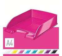 Lot de 5 Corbeille à courrier Plus Wow A4, en polystyrène choc, coloris rose métallique