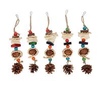 Lot de 5 cordes à mâcher pour perroquets, jouets à mâcher pour petits et moyens perroquets, morsure avec bûches naturelles, pommes de pin, coques de maïs, noix, boules de rotin, (Modèle de luffa)