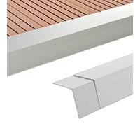 Lot de 5 Cornière de Terrasse, Baguette d'angle Bordure de Plancher Cornière de terrasse 5 pcs Aluminium 170 cm Argenté