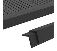 Lot de 5 Cornière de Terrasse, Baguette d'angle Bordure de Plancher Cornière de terrasse 5 pcs WPC 170 cm Noir