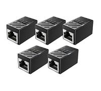 Lot de 5 coupleurs Ethernet RJ45 blindés Cat7 LAN 8P8C, adaptateurs d'extension parfaits pour rallonger les câbles Ethernet femelle vers femelle, noir