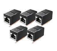 Lot de 5 coupleurs RJ45 blindés en ligne Gigabit Ethernet LAN Internet Réseau Coupleurs Connecteurs pour Cat7/Cat6a/Cat5e Ethernet Câble Extender Adapter Femelle vers Femelle - Noir