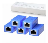 Lot de 5 coupleurs RJ45 en ligne Cat7 Cat6 Cat5 Cat5e Câble réseau adaptateur adaptateur d'extension support 100BASE-TX Bleu