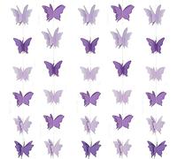 Lot de 5 couronnes de papillons en papier 3D à suspendre - Violet lavande - 279,4 cm de long - Chaque paquet mesure 279,4 cm de long