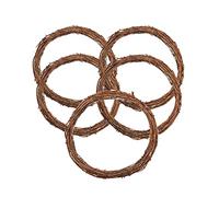 Lot de 5 couronnes de vigne en rotin à suspendre pour mariage, fête de Noël, décoration d'intérieur (25 cm)
